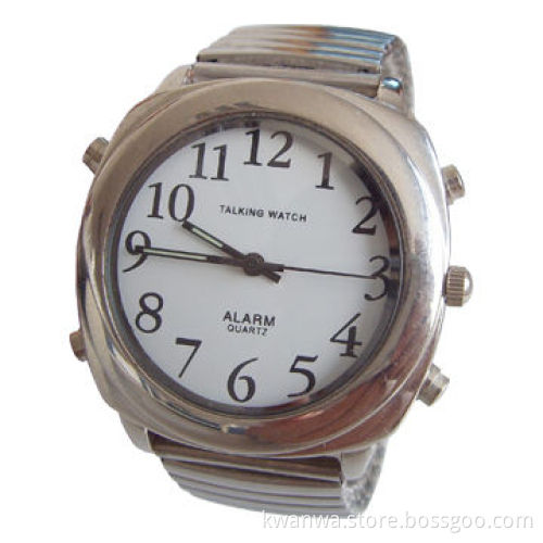 Talking Watch with Perpetual Calendar and Alloy Case, Made of Metal Material